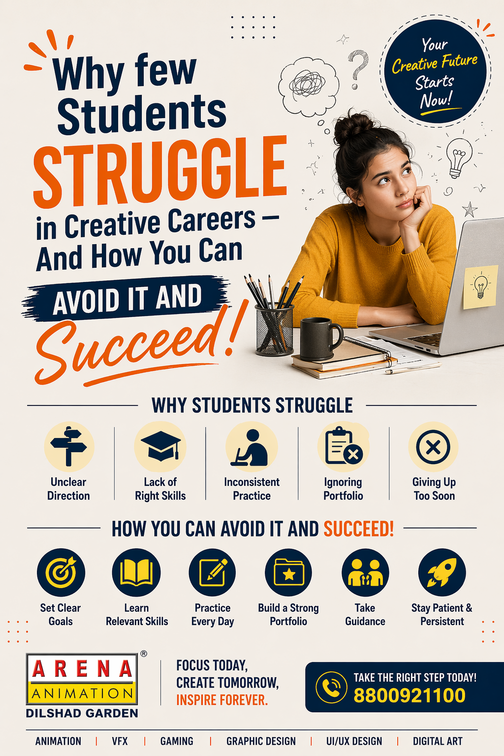 Creative career students at Arena Animation Dilshad Garden, East Delhi