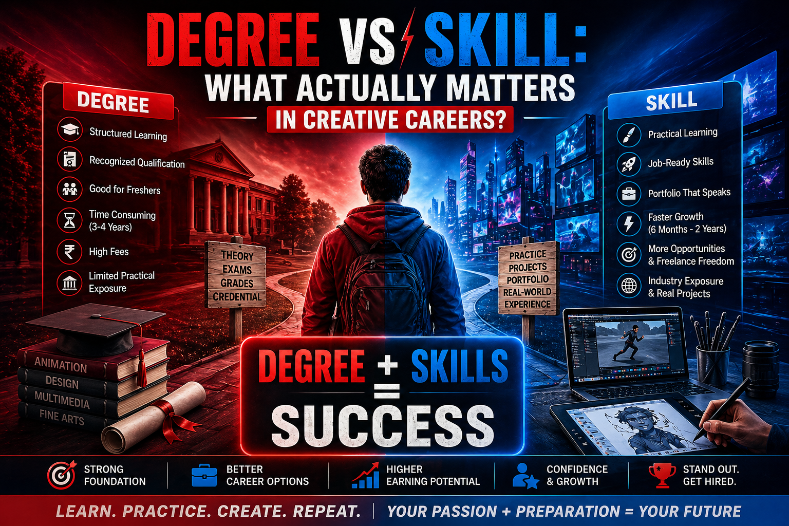 Degree vs Skill — What matters in animation VFX and creative careers in India 2026